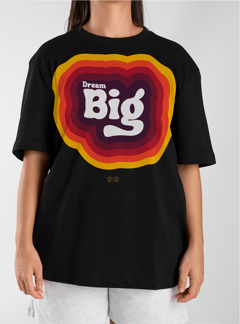 Dream Big Retro-Inspired Oversized T-Shirt – Black Edition