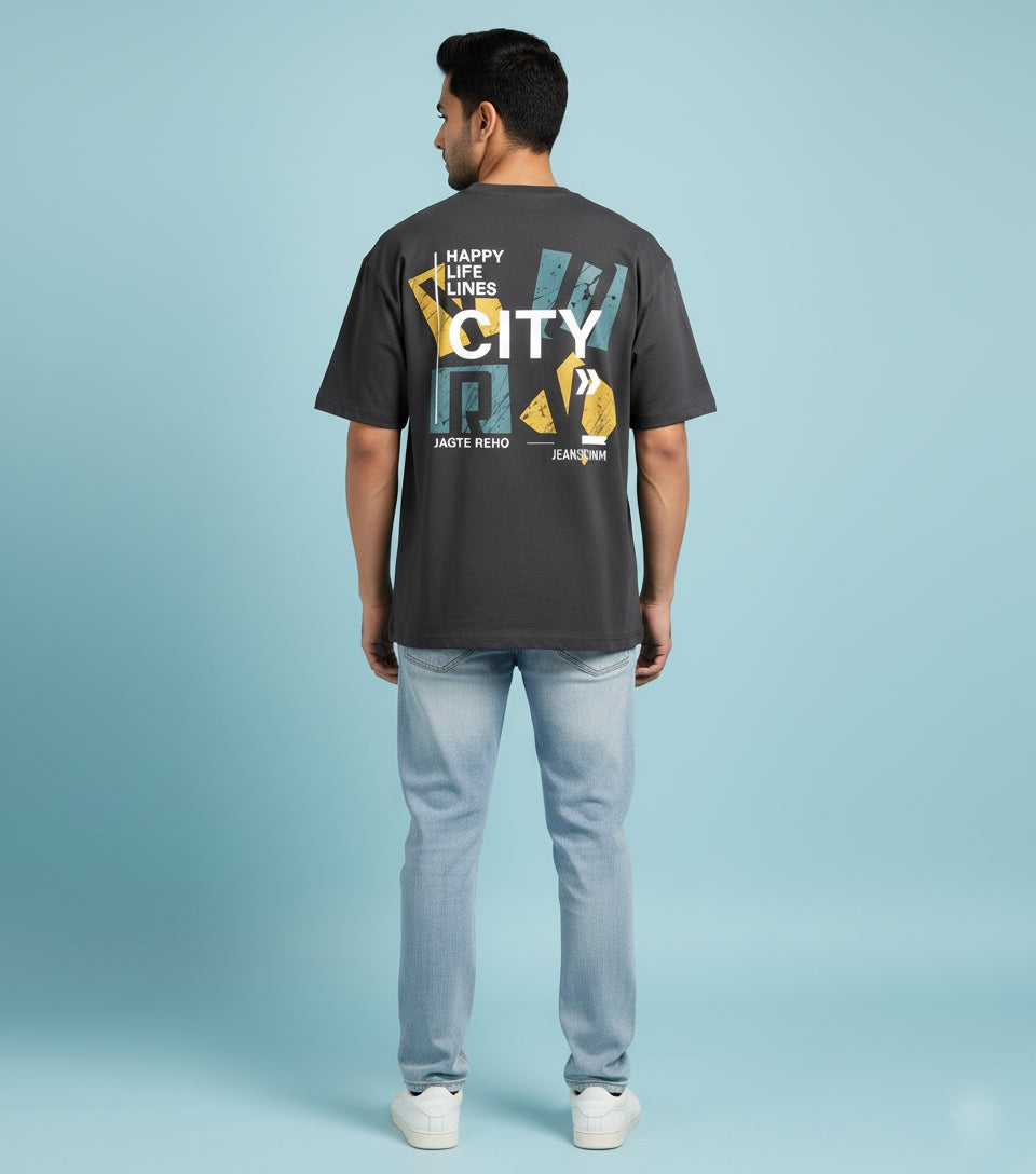 Black City Oversized Printed T-Shirt