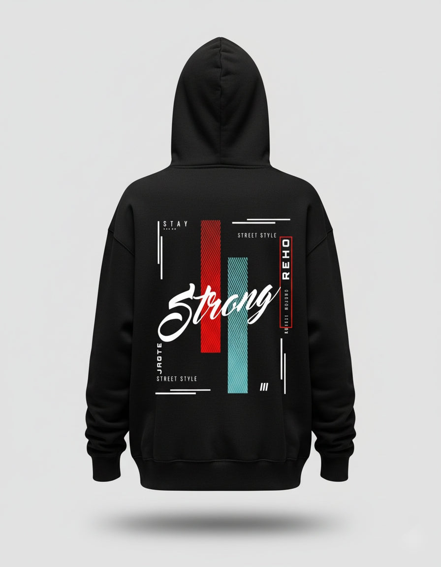 Strong Minimal Oversized Black Hoodie