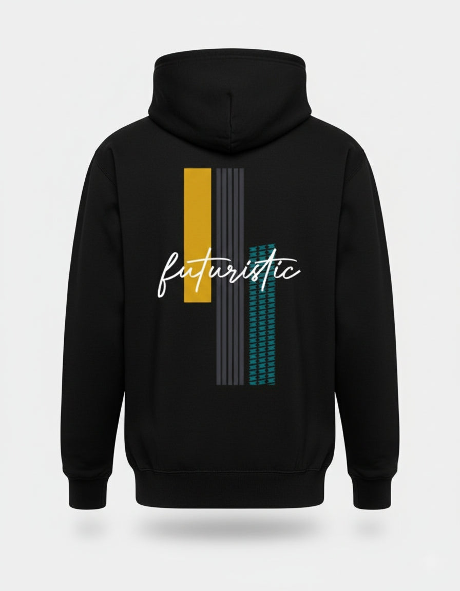 Futuristic Graphic Oversized Black Hoodie