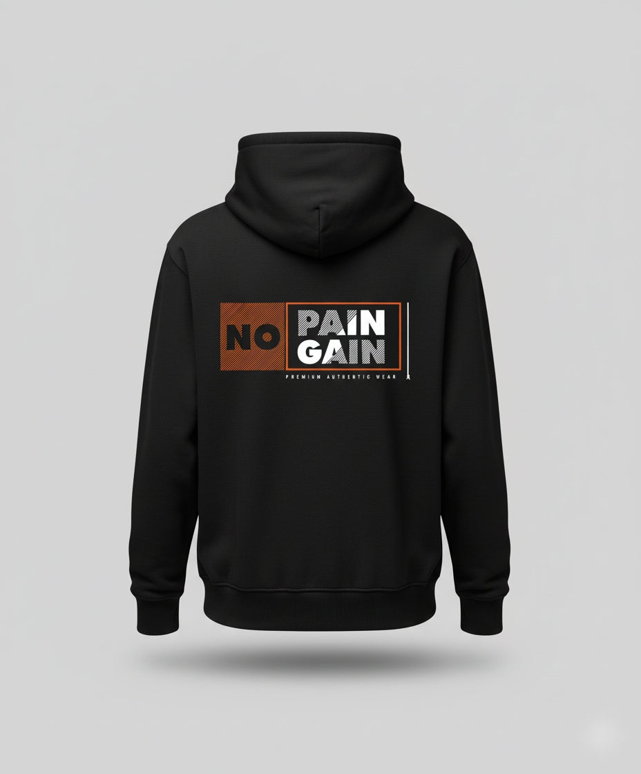 No Pain No Gain Oversized Black Hoodie