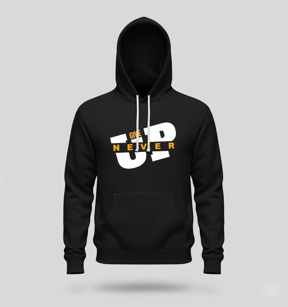 Never Give Up Black Hoodie