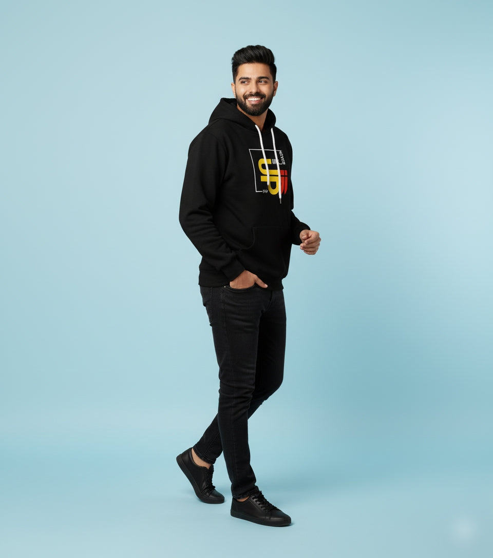 Never Give Up Graphic Black Hoodie