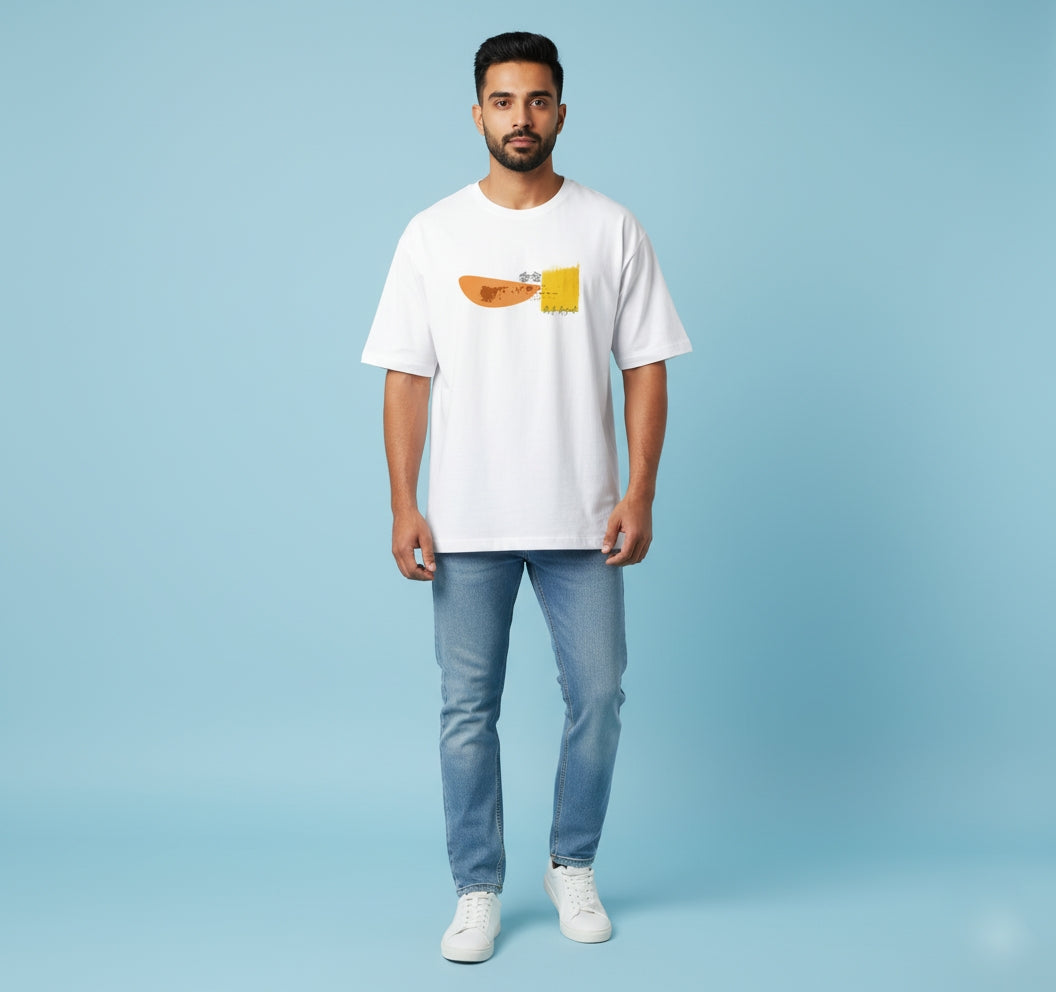 White Oversized Printed