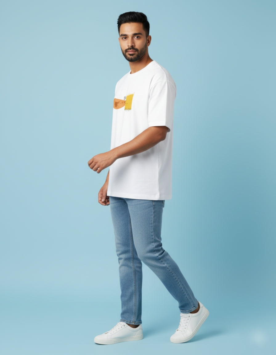 White Oversized Printed