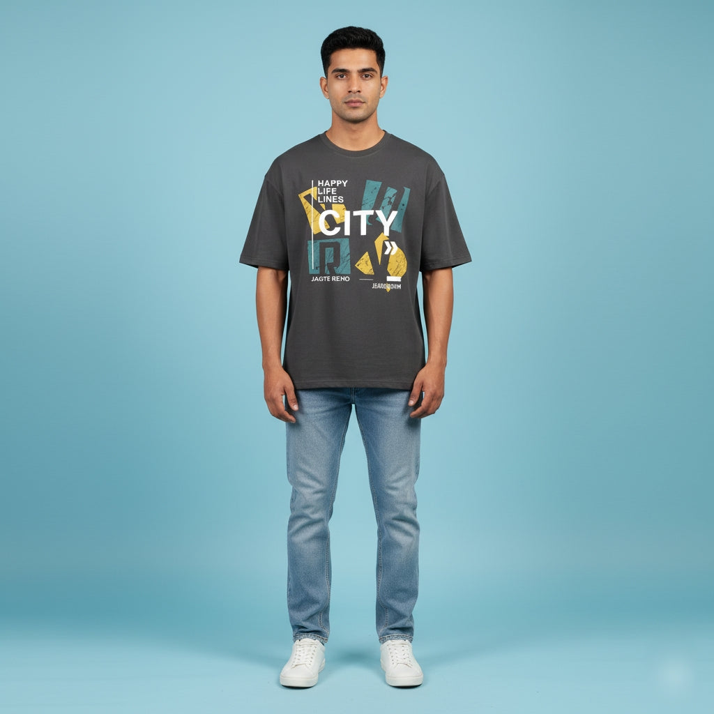Black City Oversized Printed