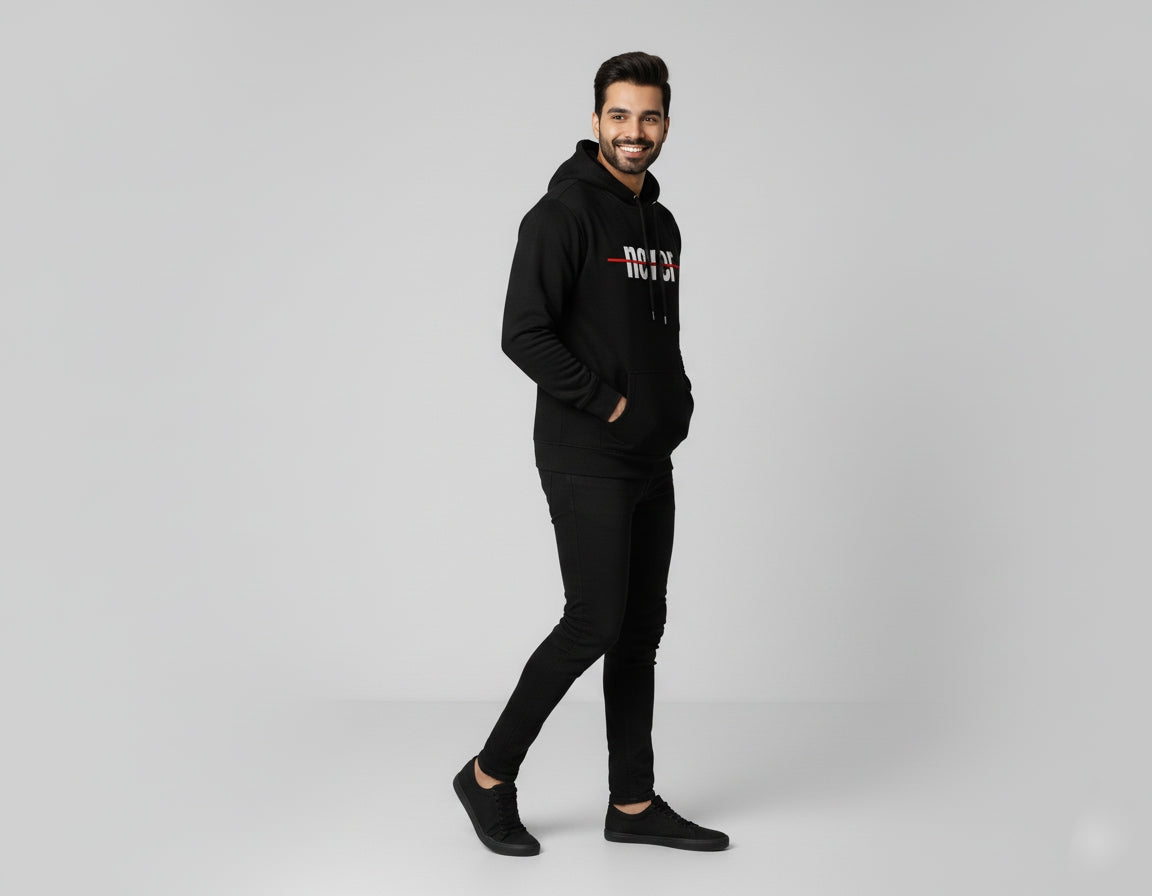 Never Give Up Oversized Black Hoodie