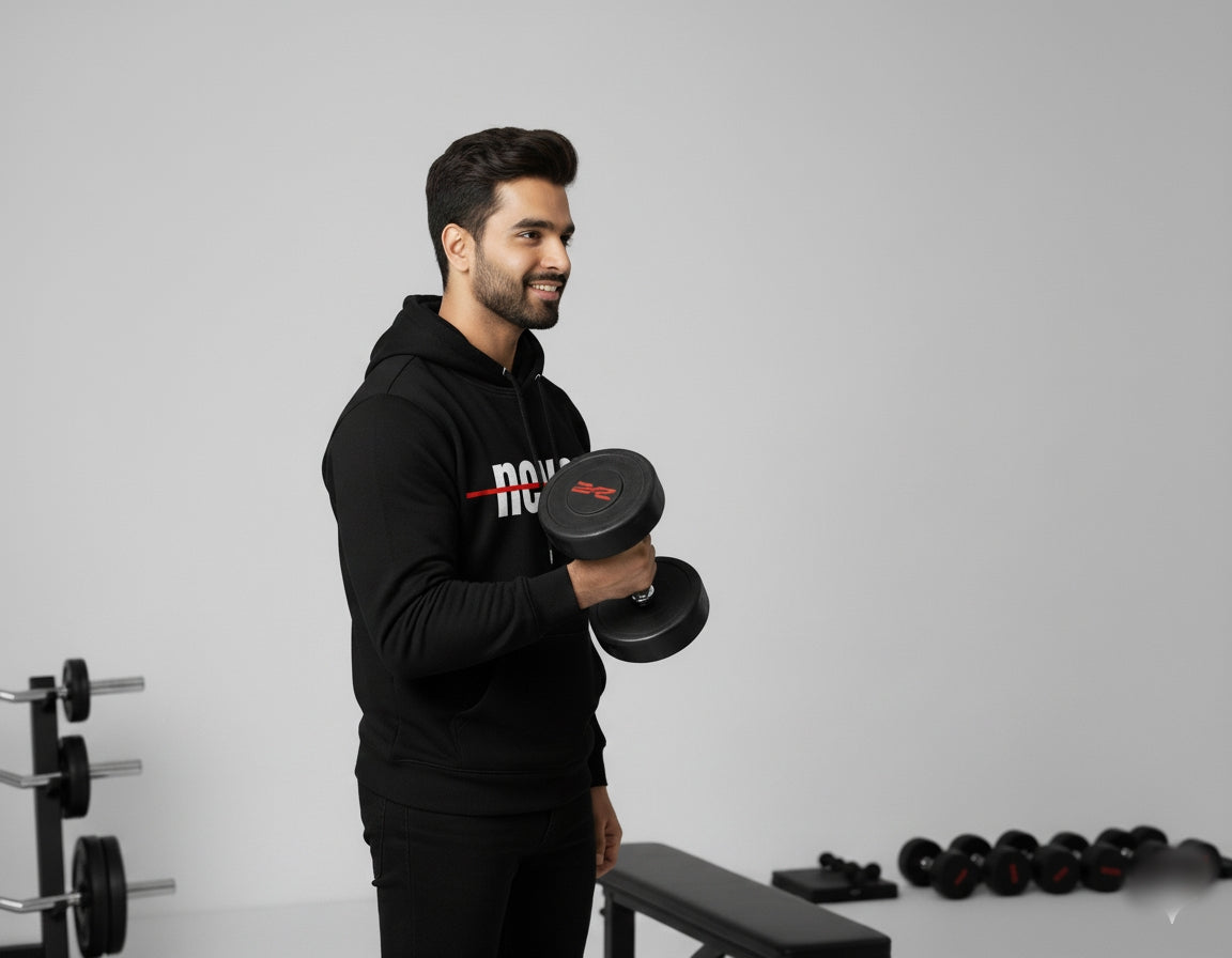 Never Give Up Oversized Black Hoodie