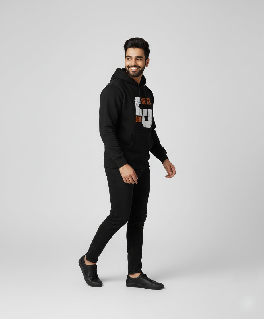 Never Give Up Bold Black Hoodie