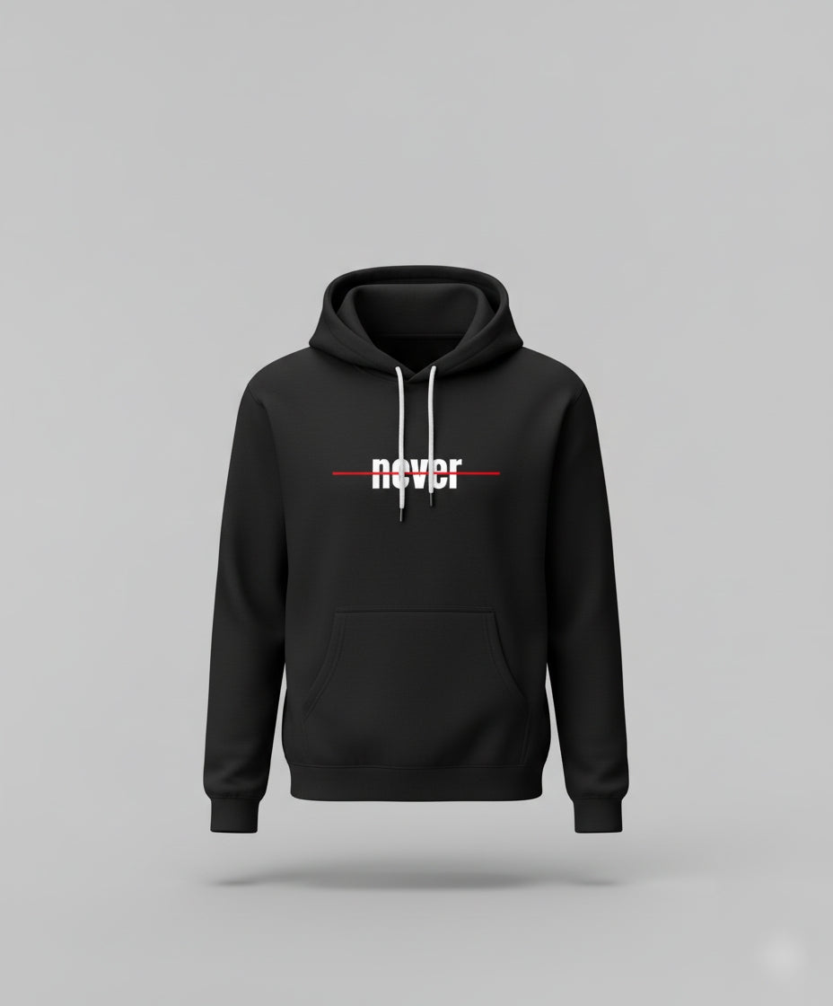 Never Give Up Oversized Black Hoodie