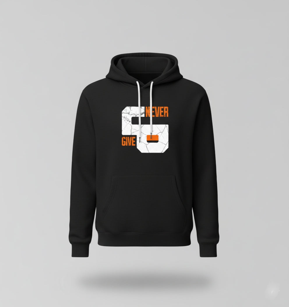 Never Give Up Bold Black Hoodie