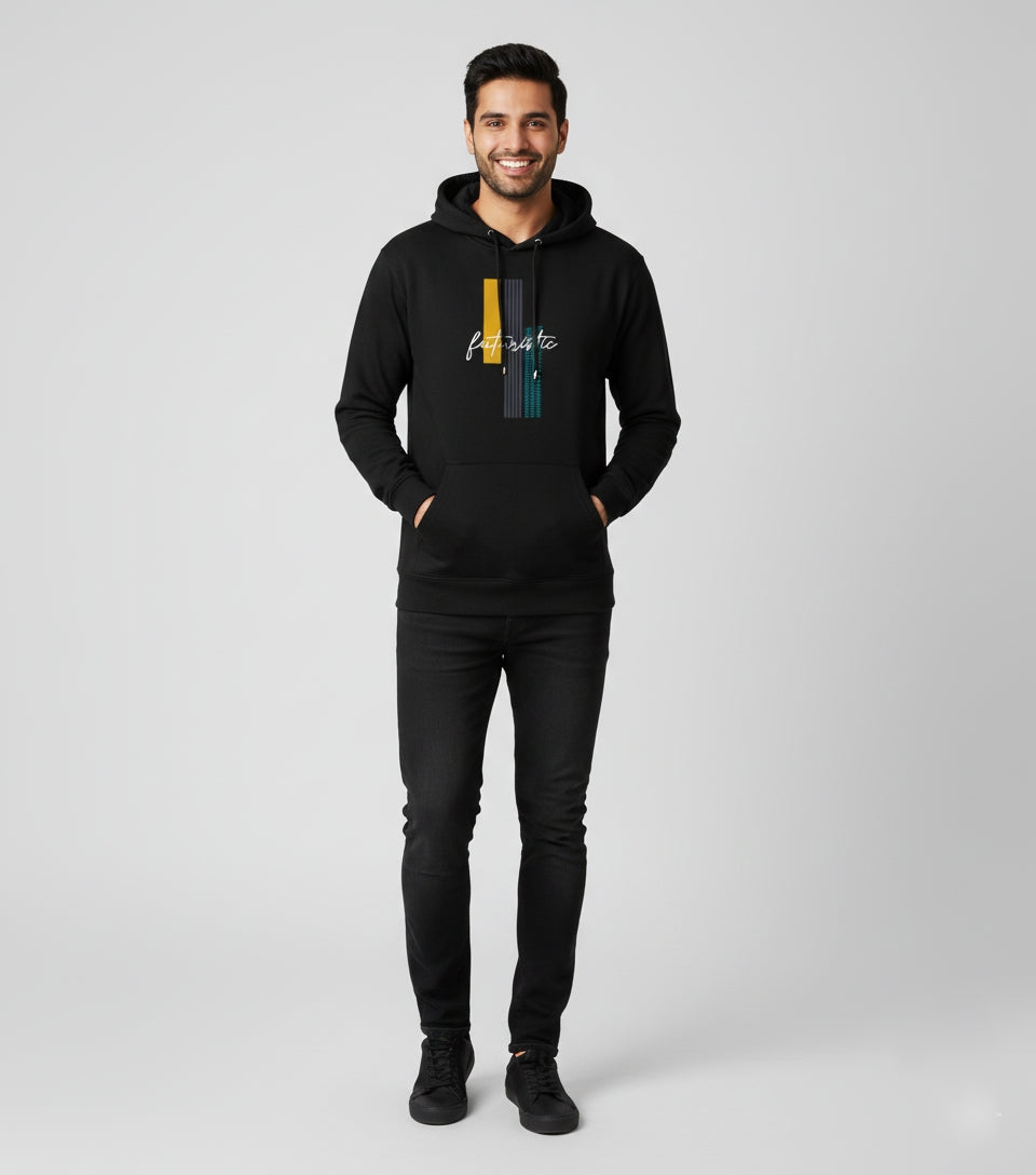 Futuristic Graphic Oversized Black Hoodie