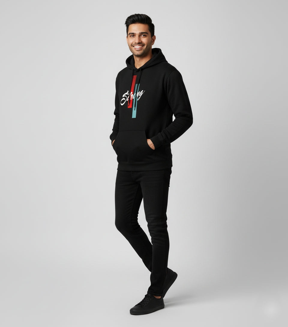 Strong Minimal Oversized Black Hoodie