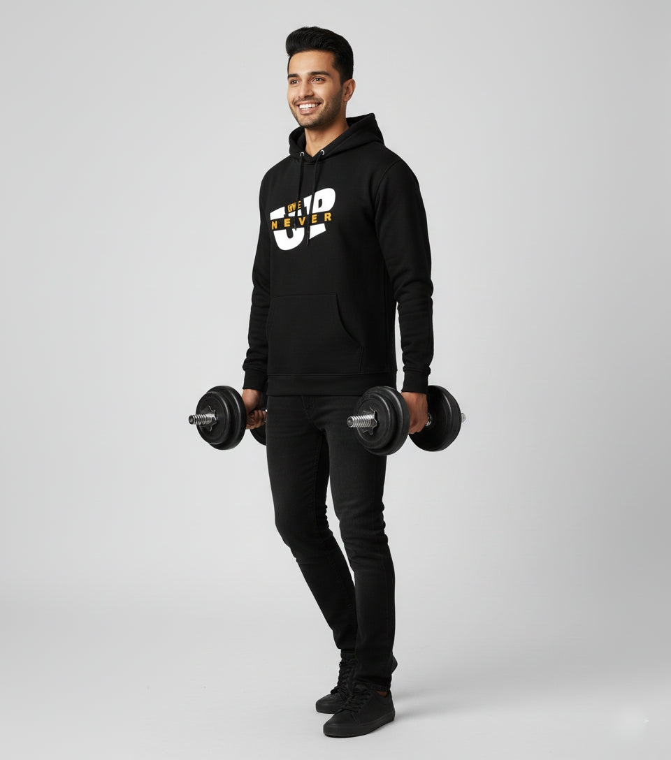 Never Give Up Black Hoodie