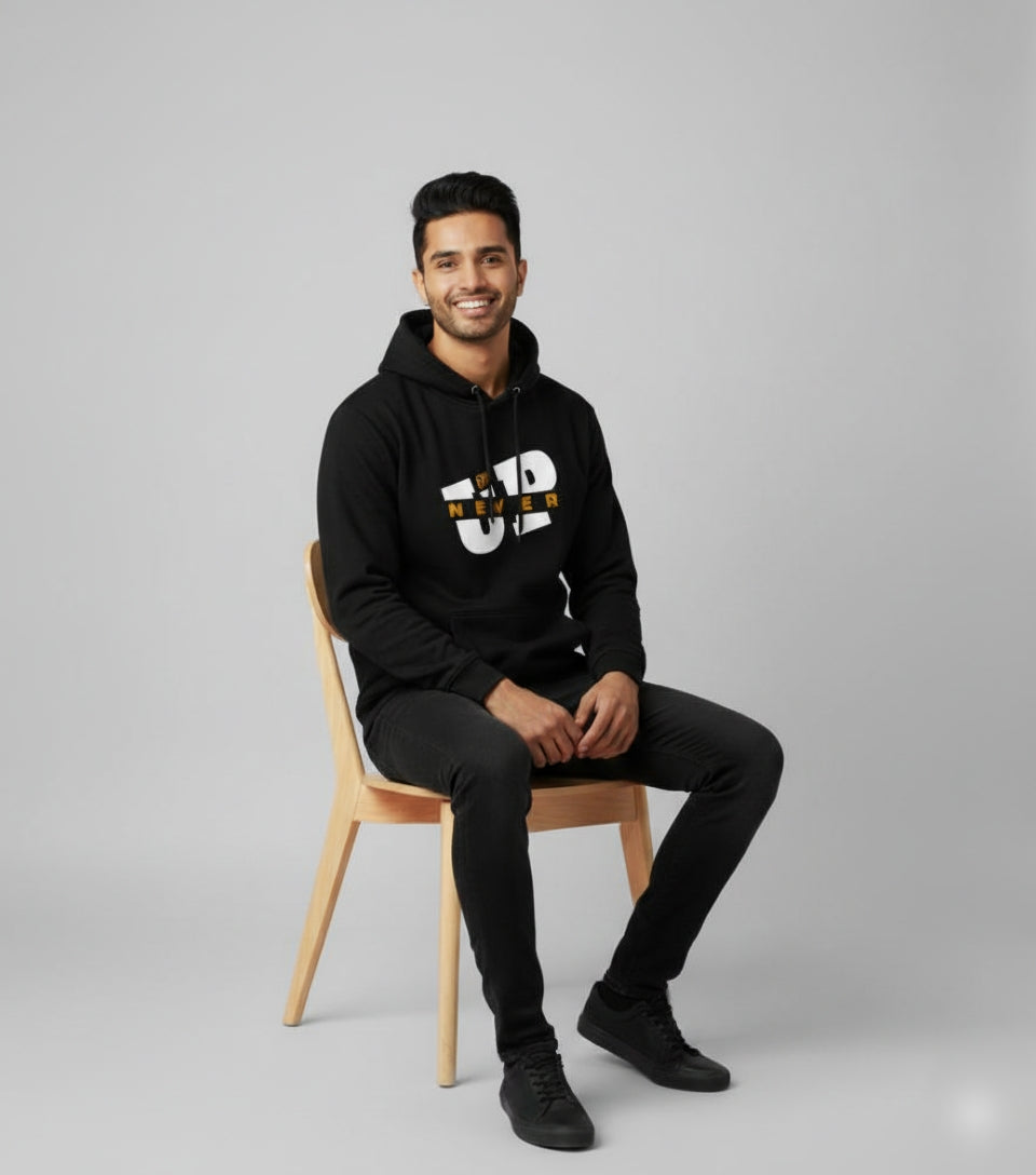 Never Give Up Black Hoodie