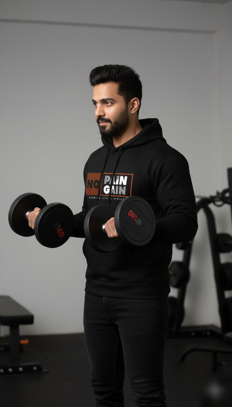No Pain No Gain Oversized Black Hoodie
