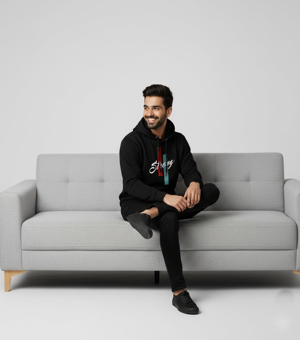 Strong Minimal Oversized Black Hoodie