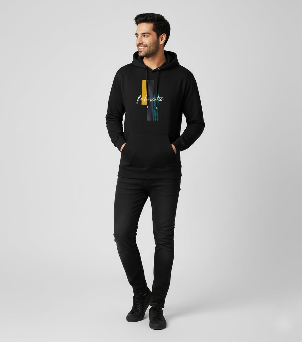 Futuristic Graphic Oversized Black Hoodie