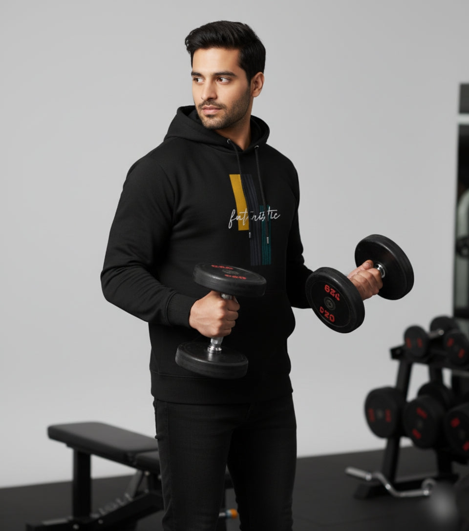 Futuristic Graphic Oversized Black Hoodie