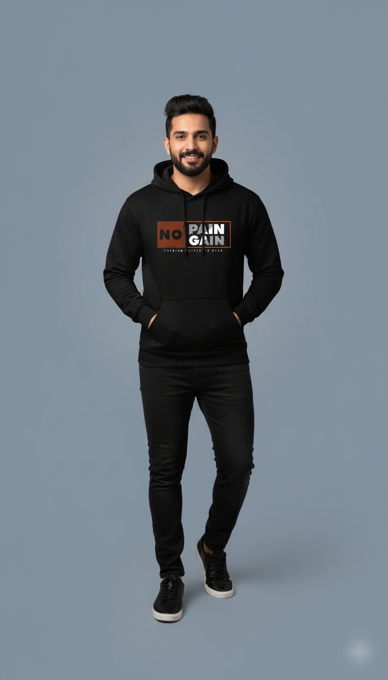 No Pain No Gain Oversized Black Hoodie