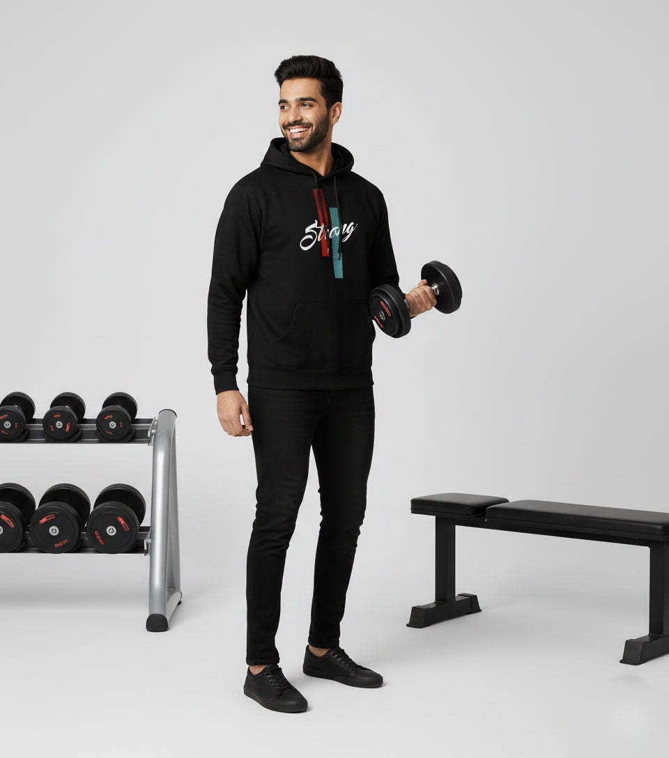 Strong Minimal Oversized Black Hoodie