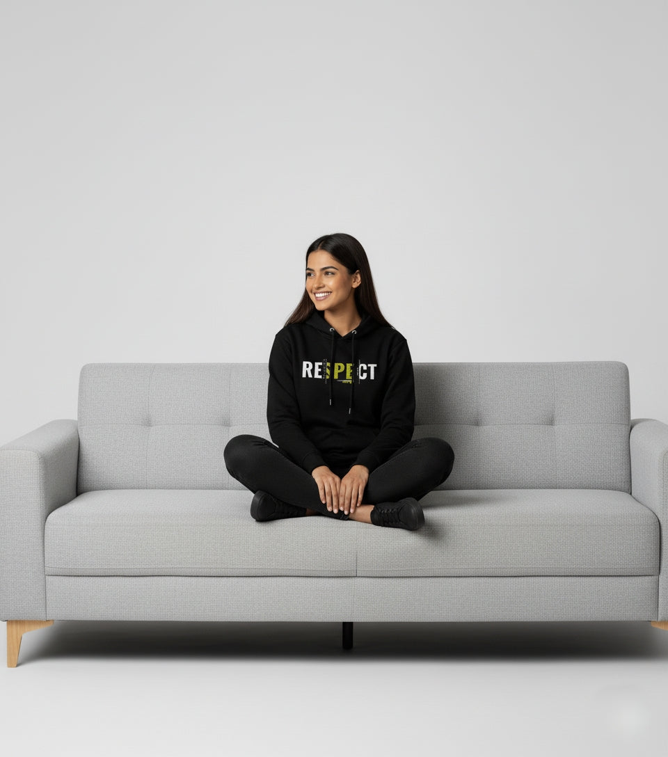 Respect Minimal Oversized Black Hoodie