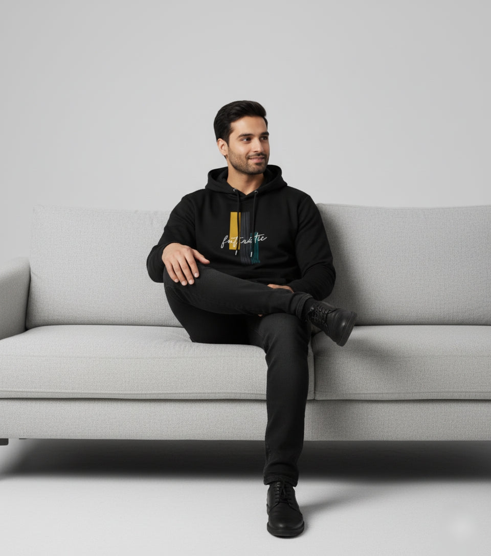 Futuristic Graphic Oversized Black Hoodie