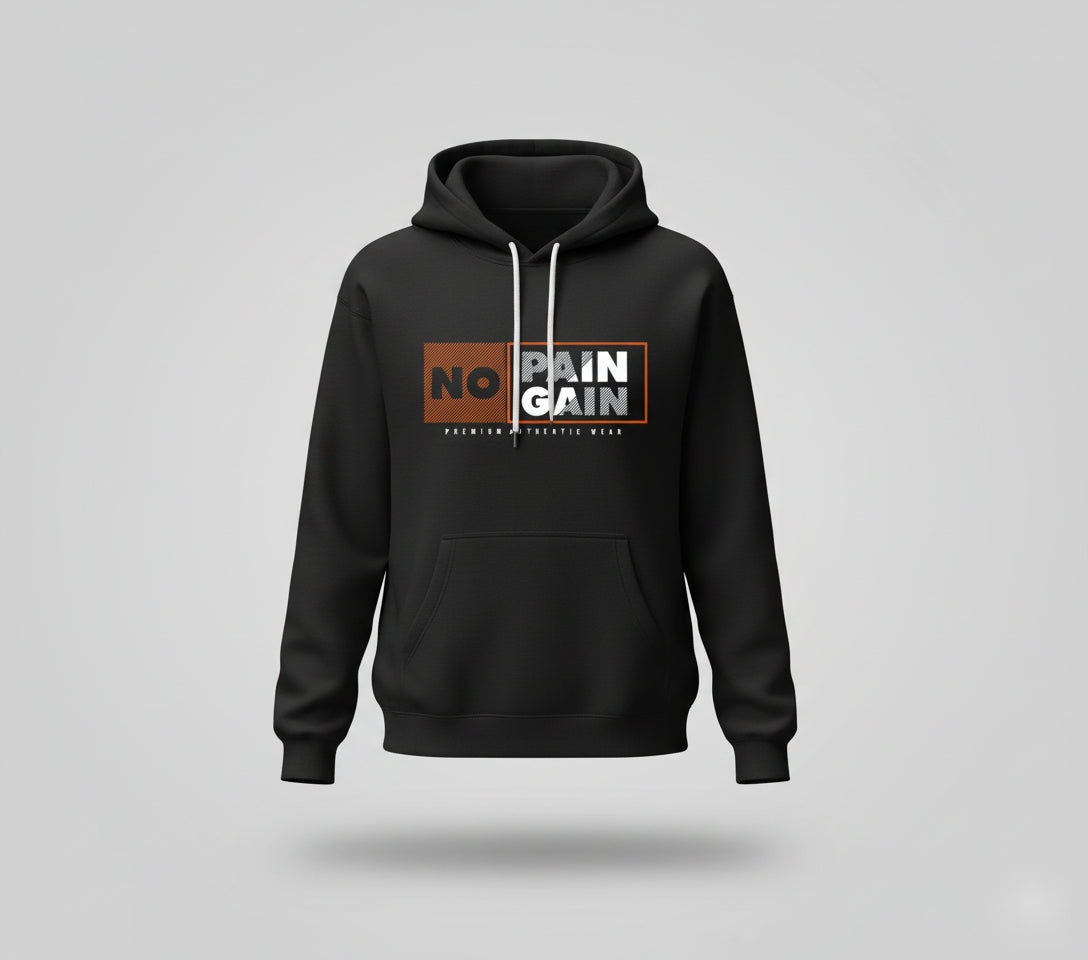 No Pain No Gain Oversized Black Hoodie