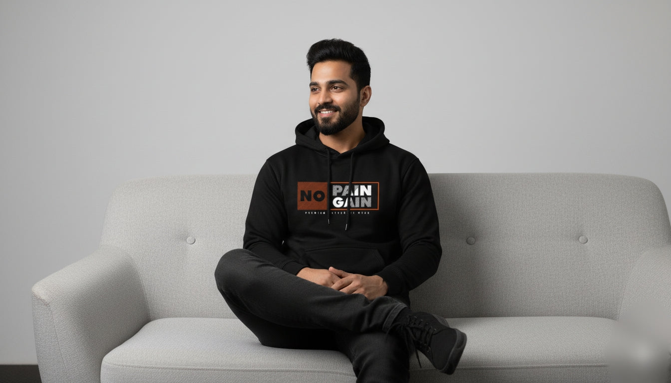 No Pain No Gain Oversized Black Hoodie