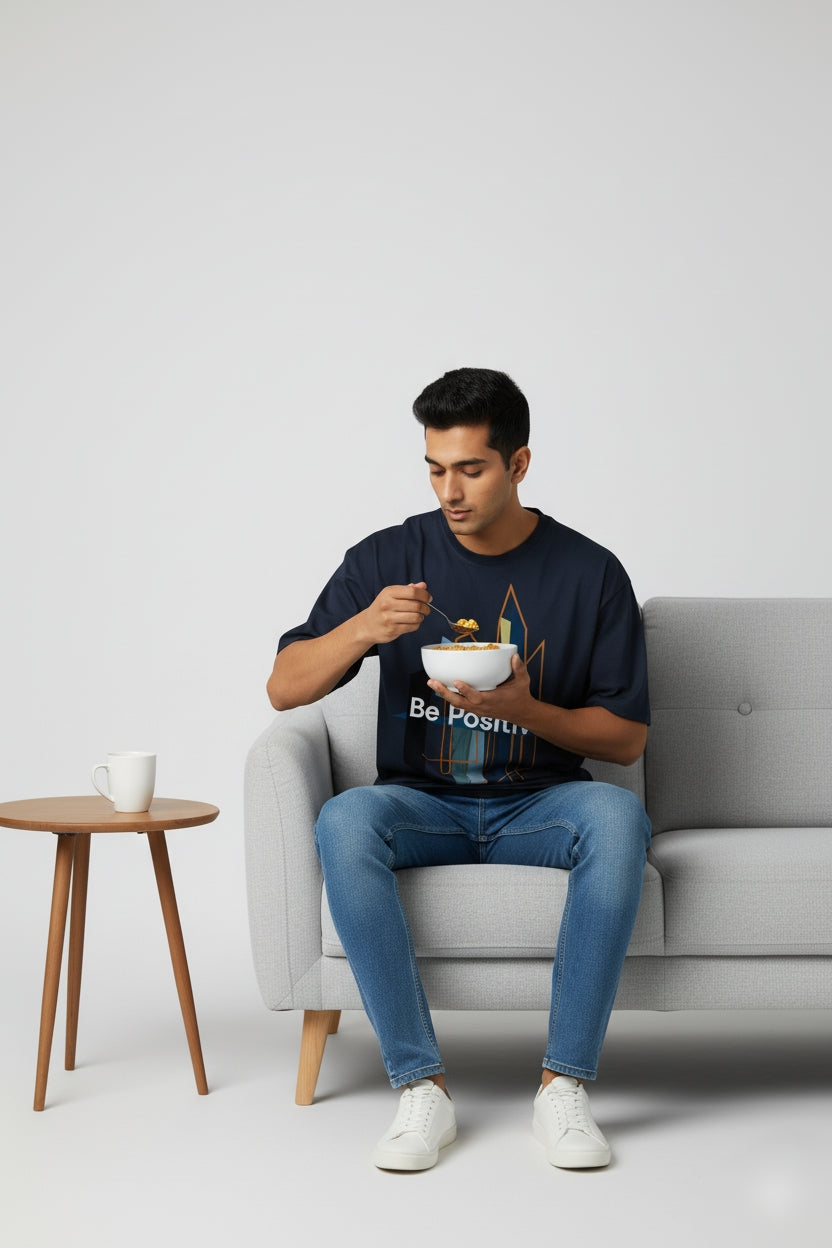 Black Be Positive Oversized T-Shirt