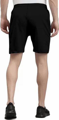 Men’s Regular Fit Black Cotton Terry Shorts- Perfect for Sports and Casual Wear.