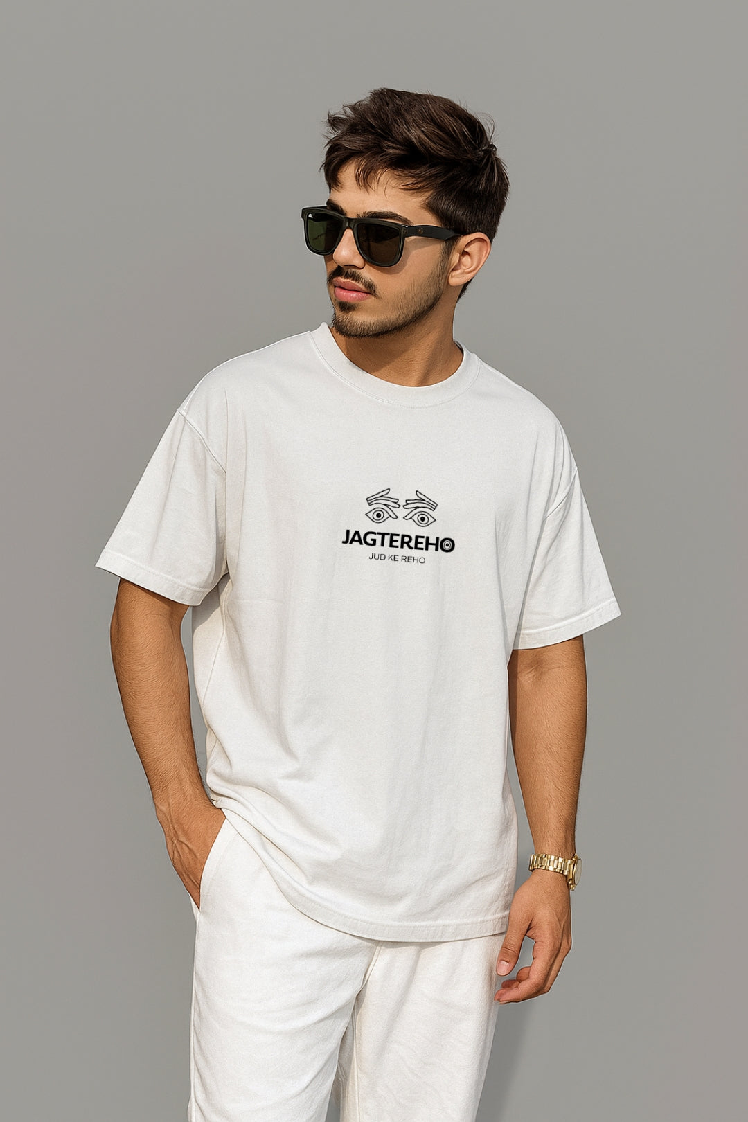 JAG TERE HO” Oversized Graphic Tee – White (Unisex)