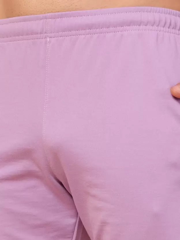Men’s Regular Fit Lavender Cotton Terry Shorts- Perfect for Sports and Casual Wear.