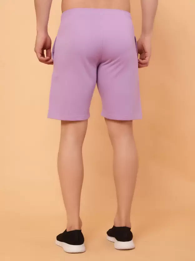 Men’s Regular Fit Lavender Cotton Terry Shorts- Perfect for Sports and Casual Wear.